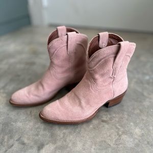 TECOVAS "THE LUCY" COWGIRL WESTERN PINK SUEDE BOOTIE WOMEN'S BOOTS SZ 8B